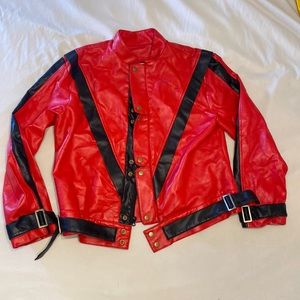 Red faux leather costume jacket